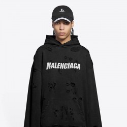 Balenciaga Destroyed Hoodie Black