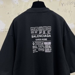 GT Balenciaga MEN'S CARE LABEL TEE T-SHIRT MEDIUM FIT IN BLACK 724514TNVL91070