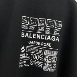 GT Balenciaga MEN'S CARE LABEL TEE T-SHIRT MEDIUM FIT IN BLACK 724514TNVL91070