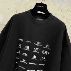 GT Balenciaga ARCHIVES LOGOS TEE T-SHIRT OVERSIZED IN BLACK 712398TNVQ71070