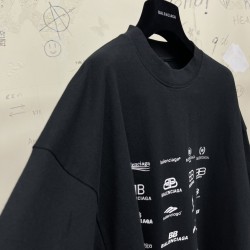 GT Balenciaga ARCHIVES LOGOS TEE T-SHIRT OVERSIZED IN BLACK 712398TNVQ71070