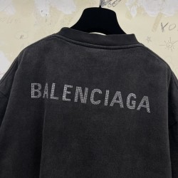 GT Balenciaga Back logo Tee Rhinestones Black 641655TNVU31073