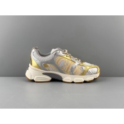 GT Dior Beige Mesh with Gold-Tone and Silver-Tone Laminated Leather Sneaker