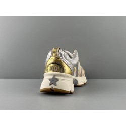 GT Dior Beige Mesh with Gold-Tone and Silver-Tone Laminated Leather Sneaker