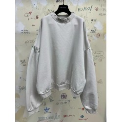 GT Balenciaga Pierced Round Sweatshirt Oversized in White