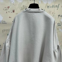 GT Balenciaga Pierced Round Sweatshirt Oversized in White