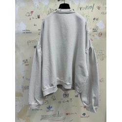 GT Balenciaga Pierced Round Sweatshirt Oversized in White