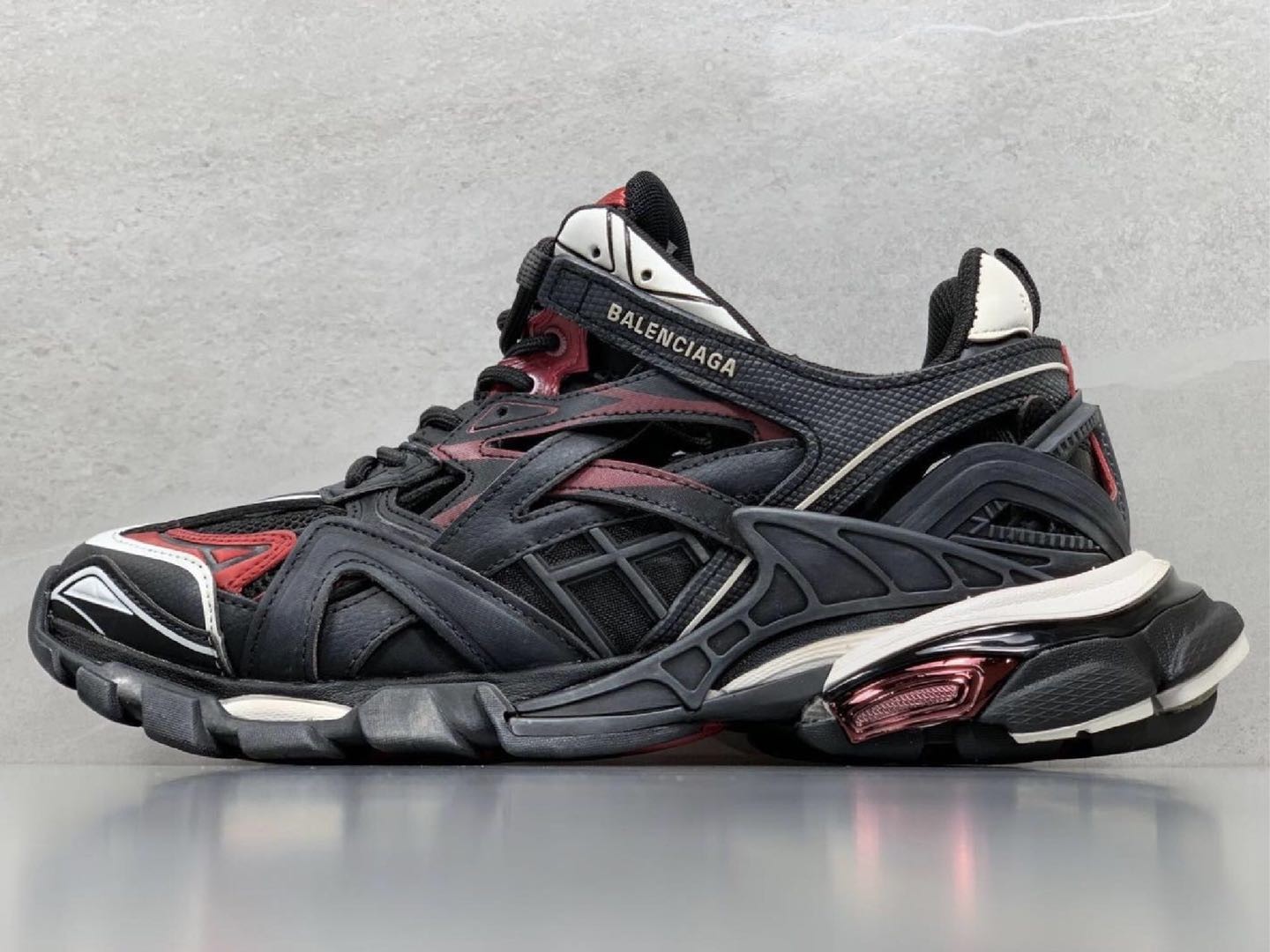 balenciaga track 2 black burgundy